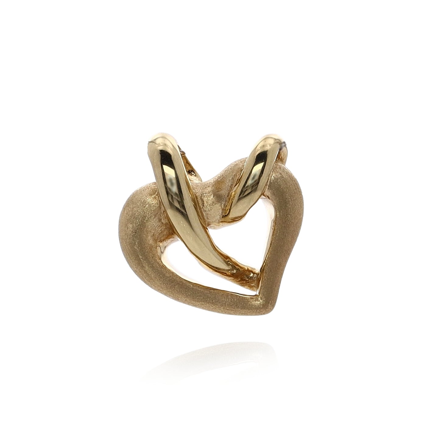 Estate 18 Karat Yellow Gold Polished And Brushed Puffed Heart Enhancer