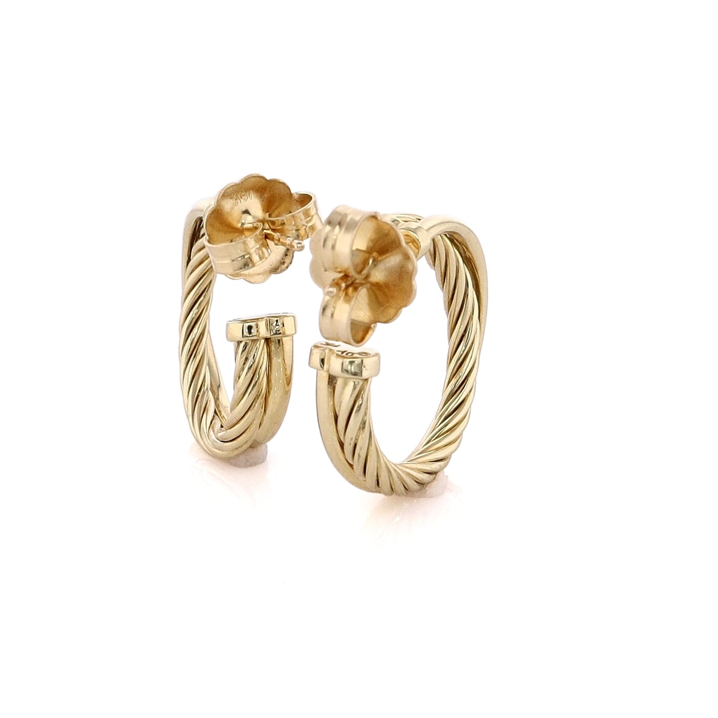 Estate David Yurman 18 Karat Yellow Gold Crossover Hoop Earrings