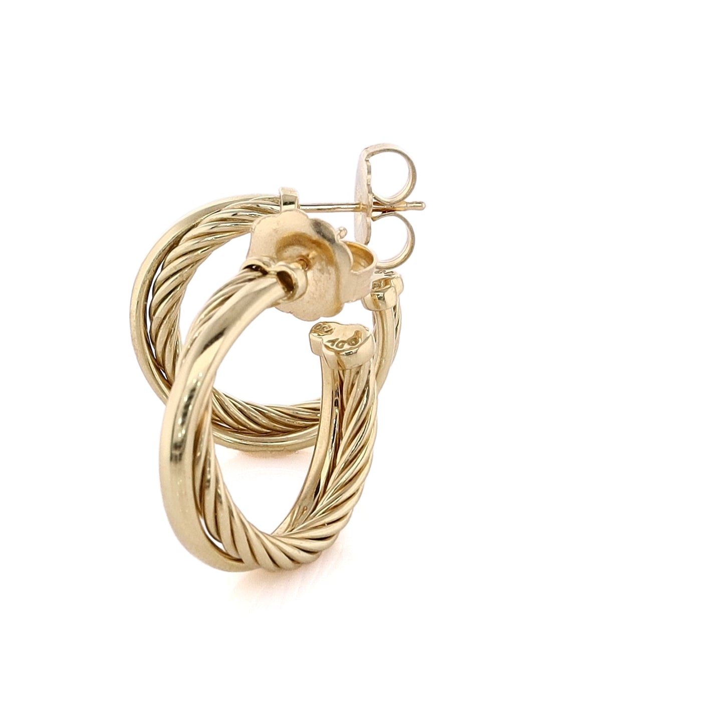 Estate David Yurman 18 Karat Yellow Gold Crossover Hoop Earrings