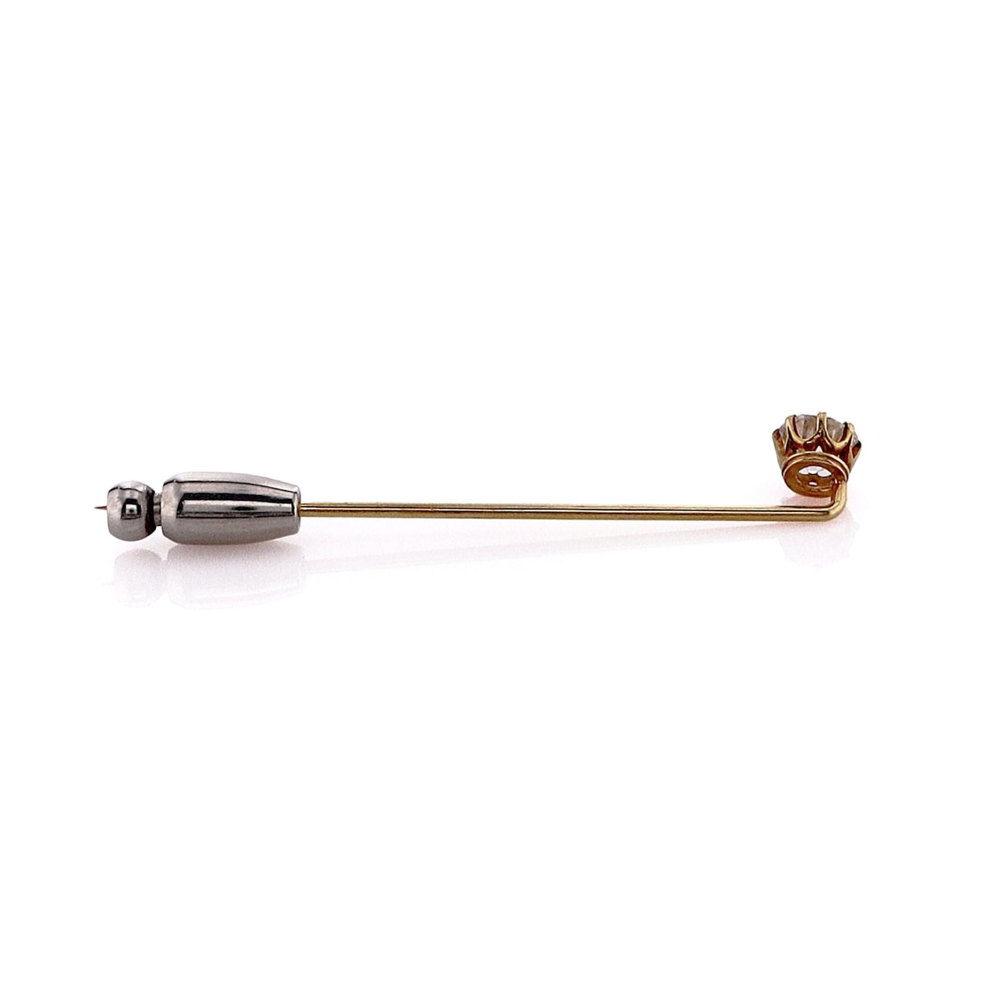 Estate 14k Yellow Gold Old Mine Cut Diamond Stick Pin Stick