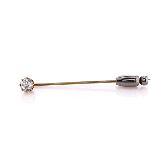 Estate 14k Yellow Gold Old Mine Cut Diamond Stick Pin Stick