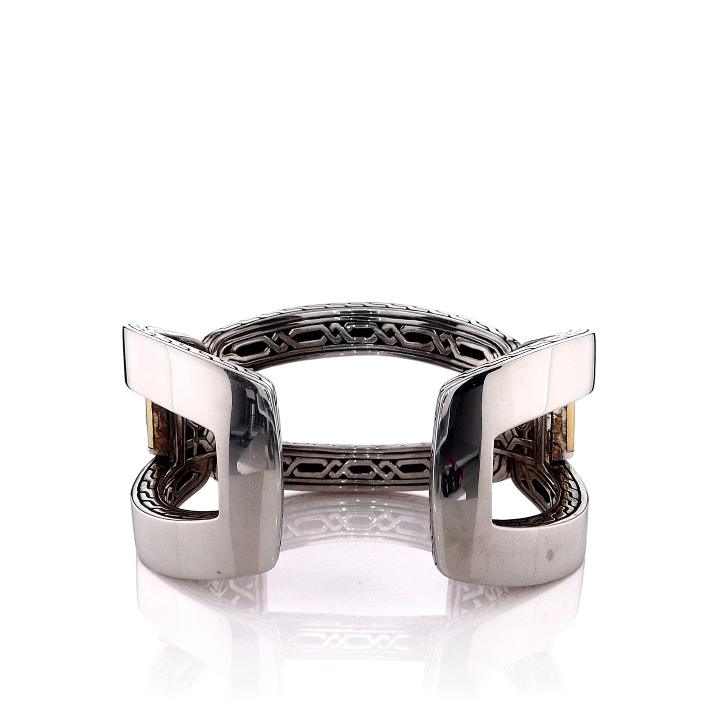 Estate John Hardy Two-Tone Classic Chain Design Hinged Cuff Bracelet