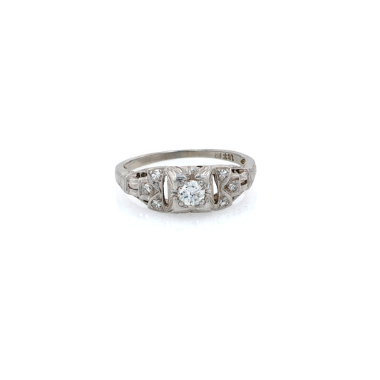 Estate 18 Karat White Gold Diamond Ring