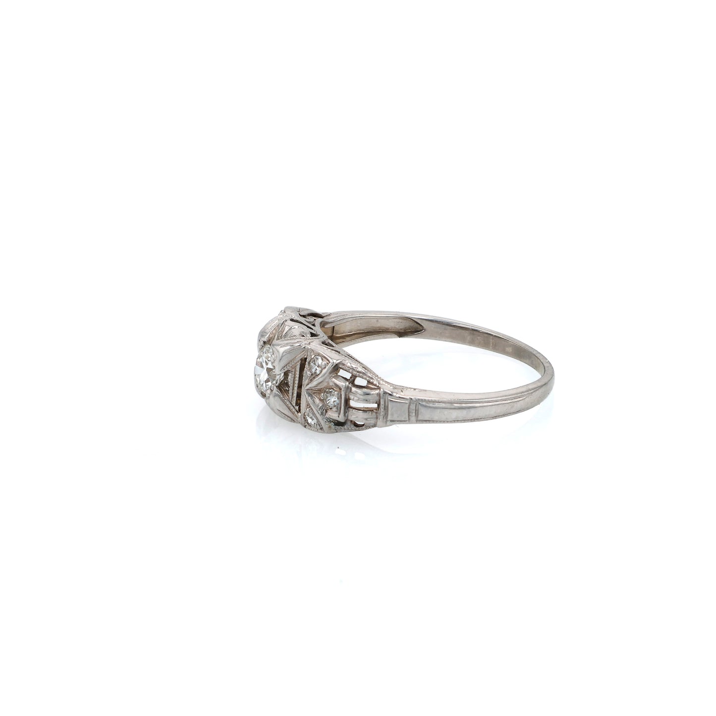 Estate 18 Karat White Gold Diamond Ring