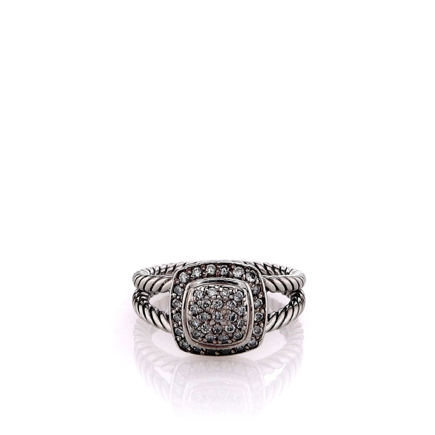 Estate David Yurman Sterling Silver Petite Albion Diamond Split Shank Ring