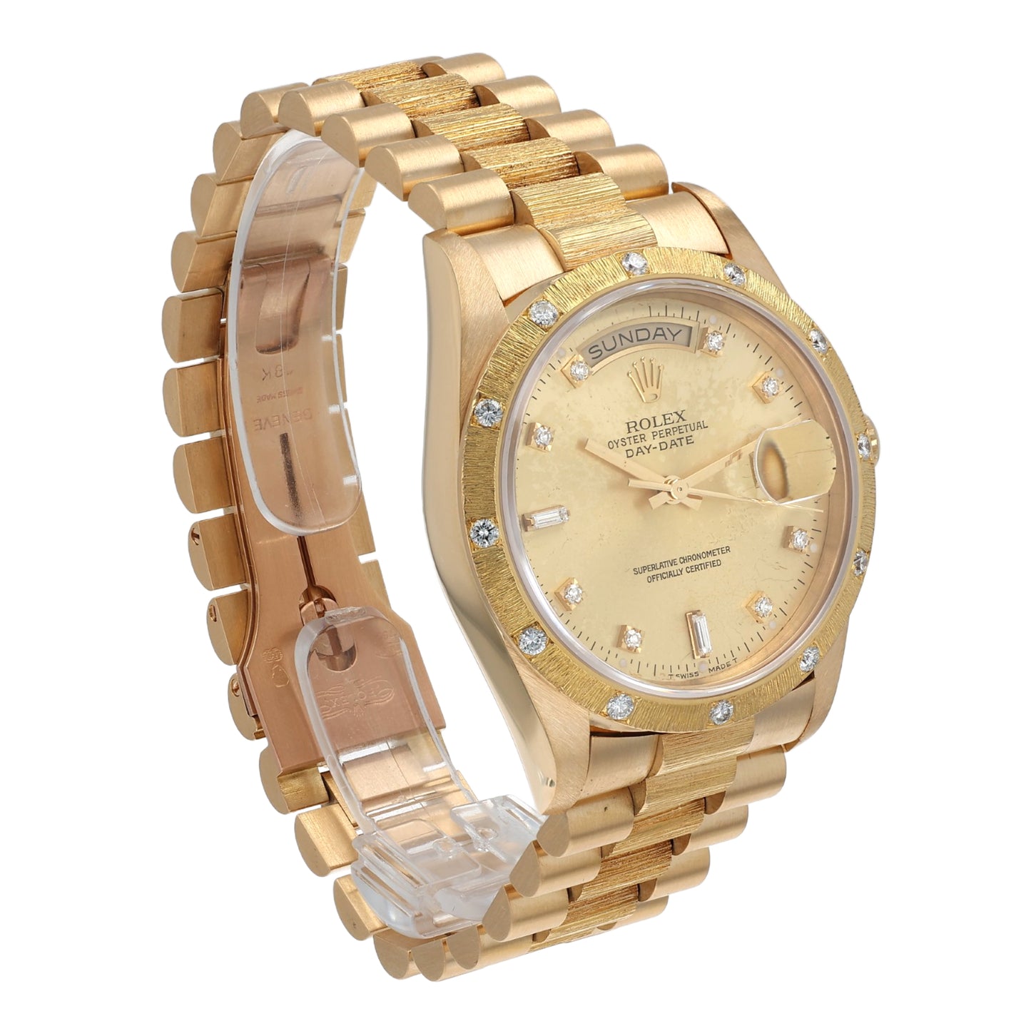 Estate Rolex 18k Yellow Gold Gent's Oyster Perpetual Day-Date Champagne Diamond Dial 18248 C.1990