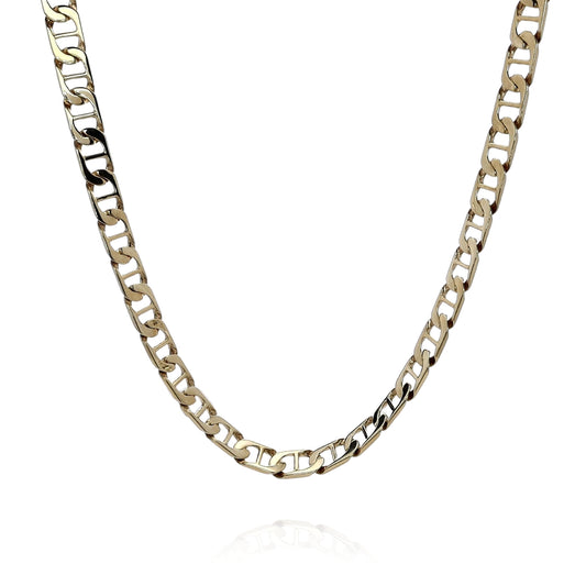 Estate 14k Yellow Gold 20" Polished Flat 7mm Mariner Link Chain Necklace