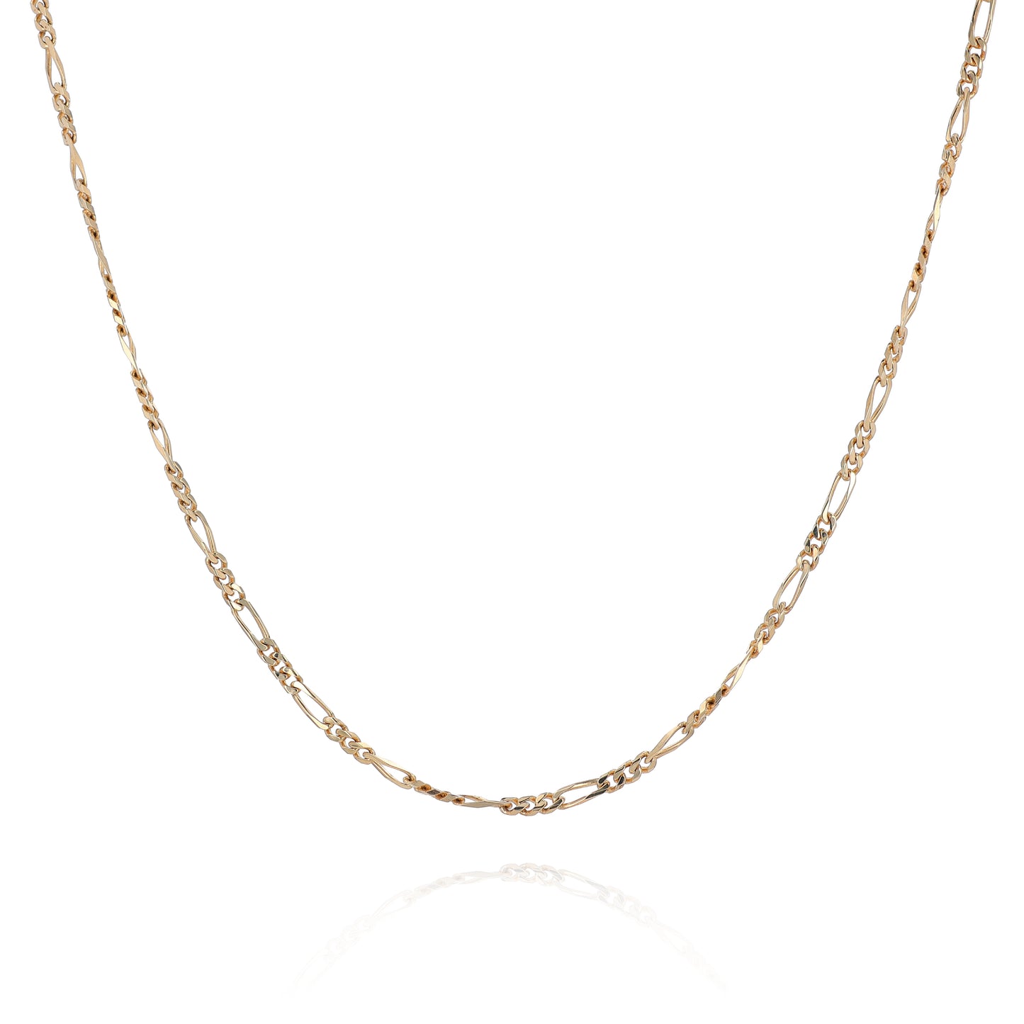 Estate 14k Yellow Gold 24" Polished 2.4mm Figaro Link Chain Necklace