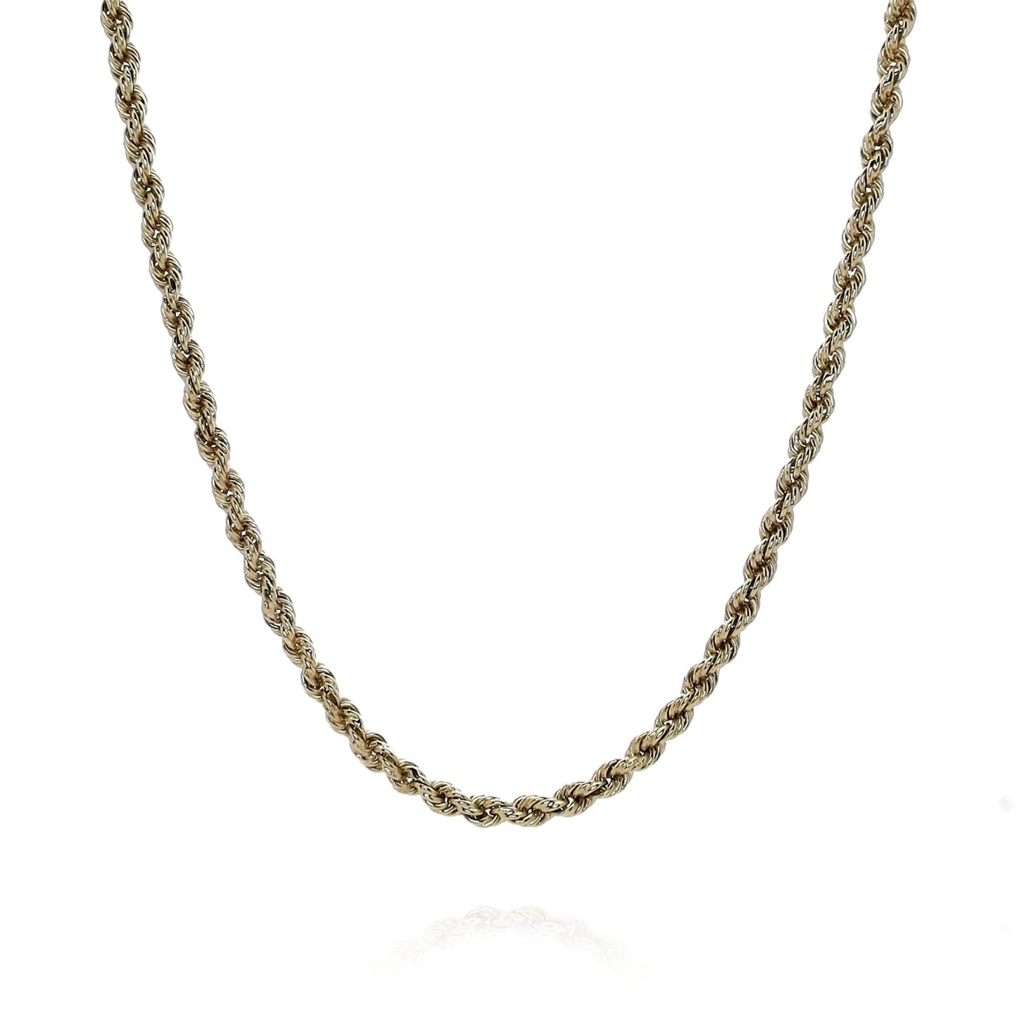 Estate 14k Yellow Gold 26" Polished 3.5mm Rope Link Chain Necklace