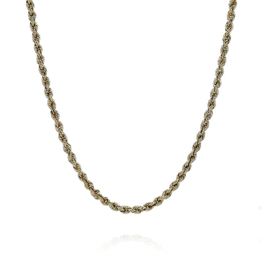 Estate 14k Yellow Gold 26" Polished 3.5mm Rope Link Chain Necklace
