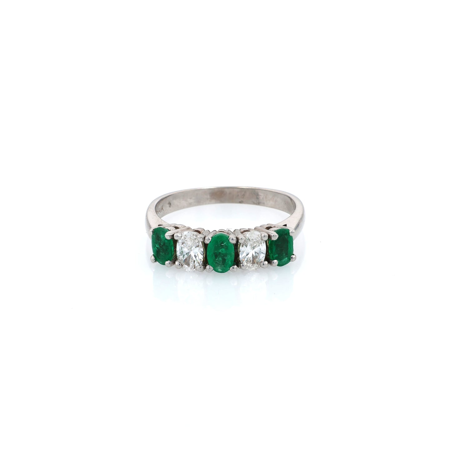 Estate 14 Karat White Gold Emerald and Diamond Ring