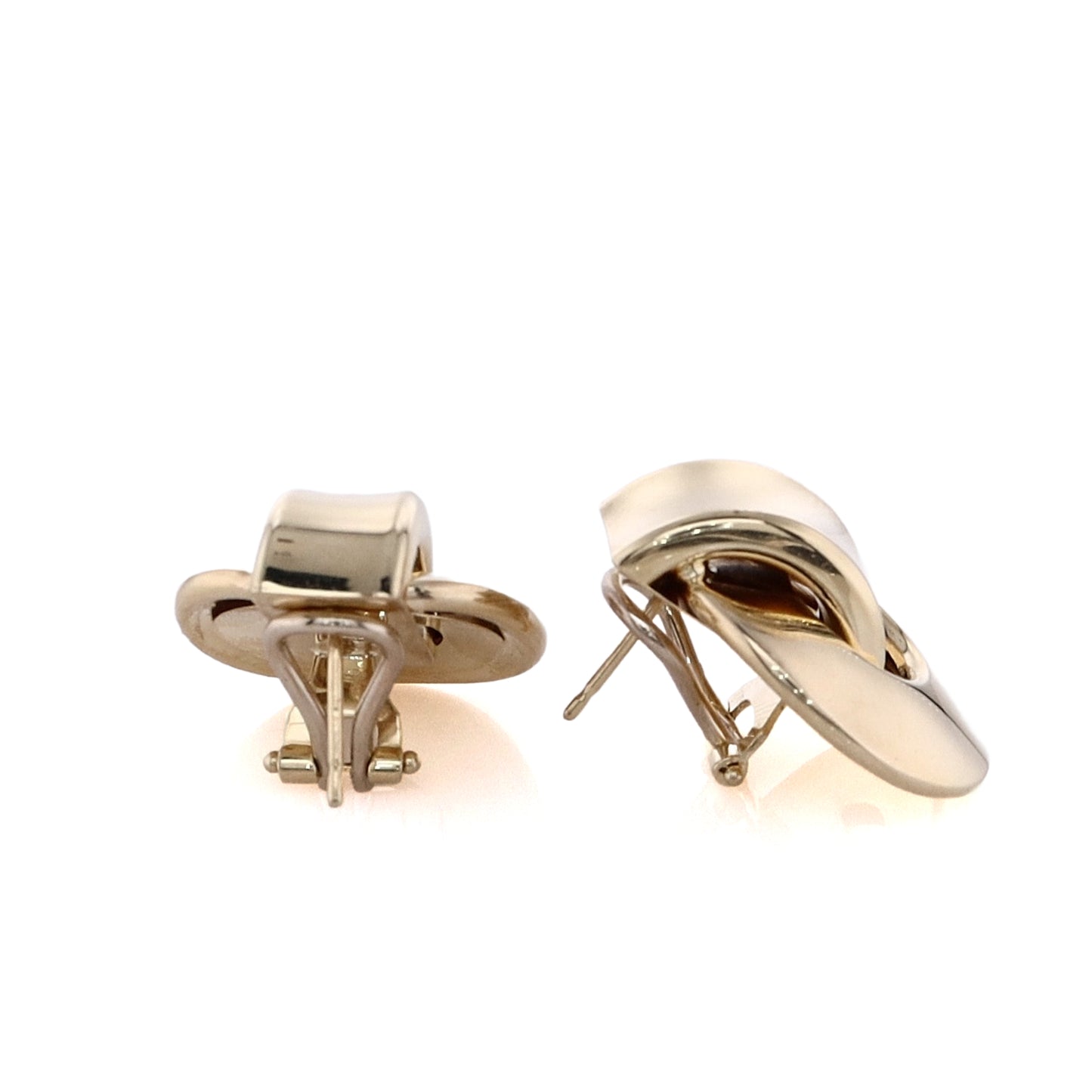 Estate 14 Karat Yellow Gold Polished Door Knocker Design Omega Backed Earrings