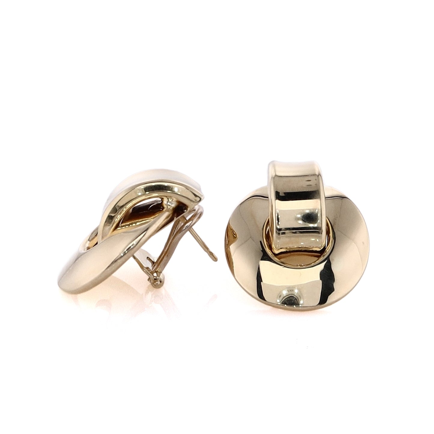 Estate 14 Karat Yellow Gold Polished Door Knocker Design Omega Backed Earrings