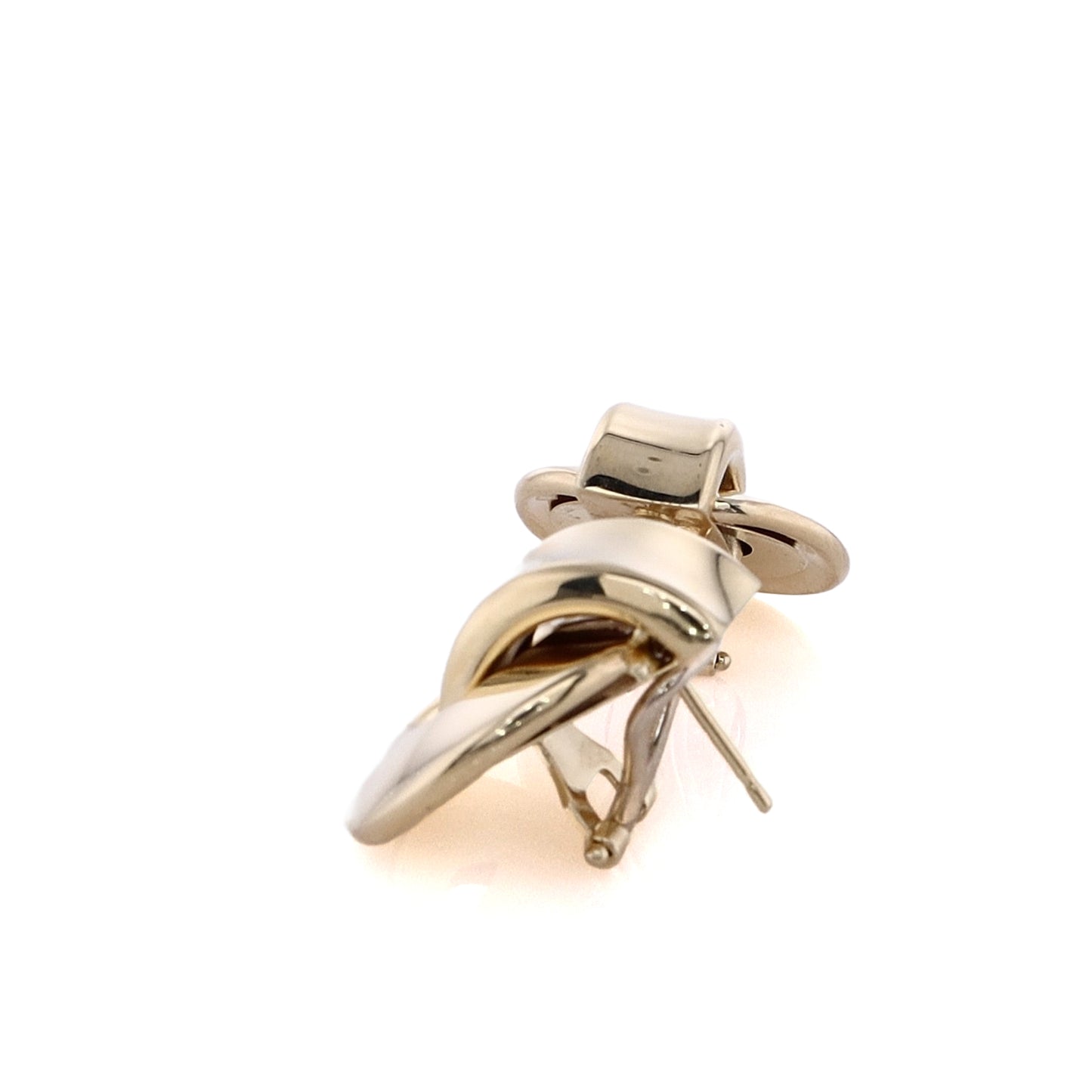 Estate 14 Karat Yellow Gold Polished Door Knocker Design Omega Backed Earrings