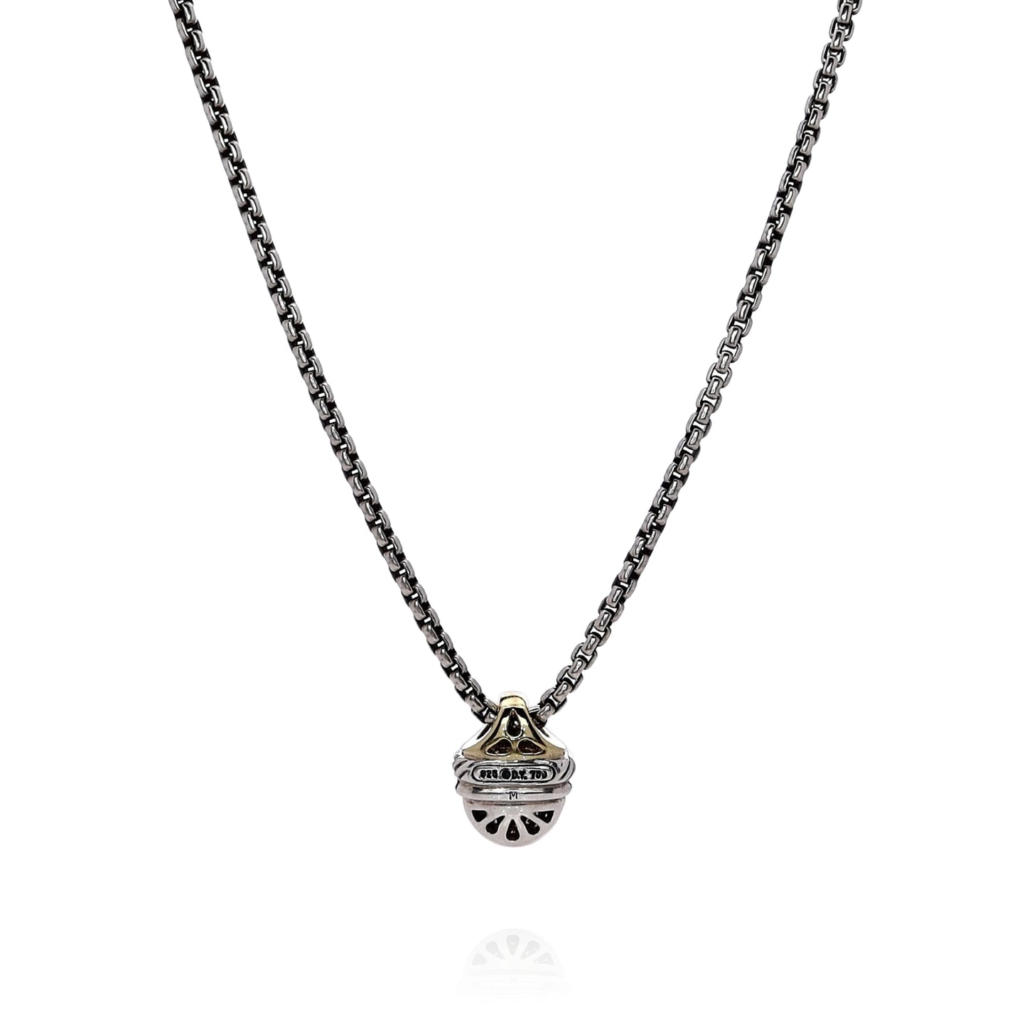 Estate David Yurman Two-Tone Petite Acorn Diamond Pendant Necklace