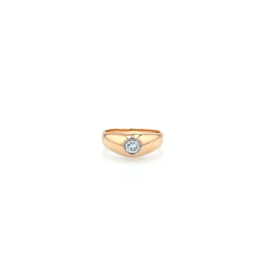 Estate 14 Karat Two-Tone Flush Set Diamond Ring