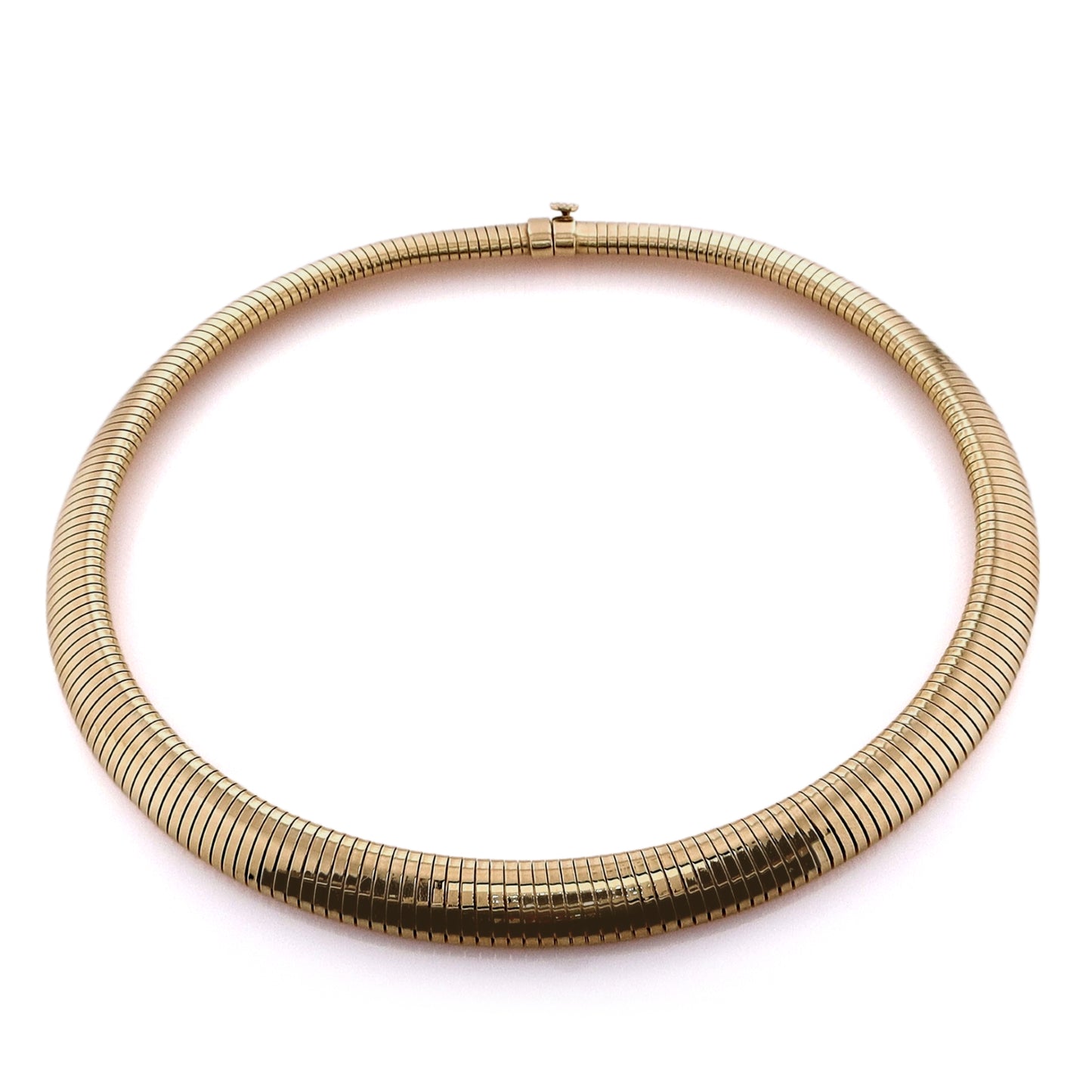 Estate 14k Yellow Gold 15" Polished 9.5mm Tubogas Design Chain Necklace