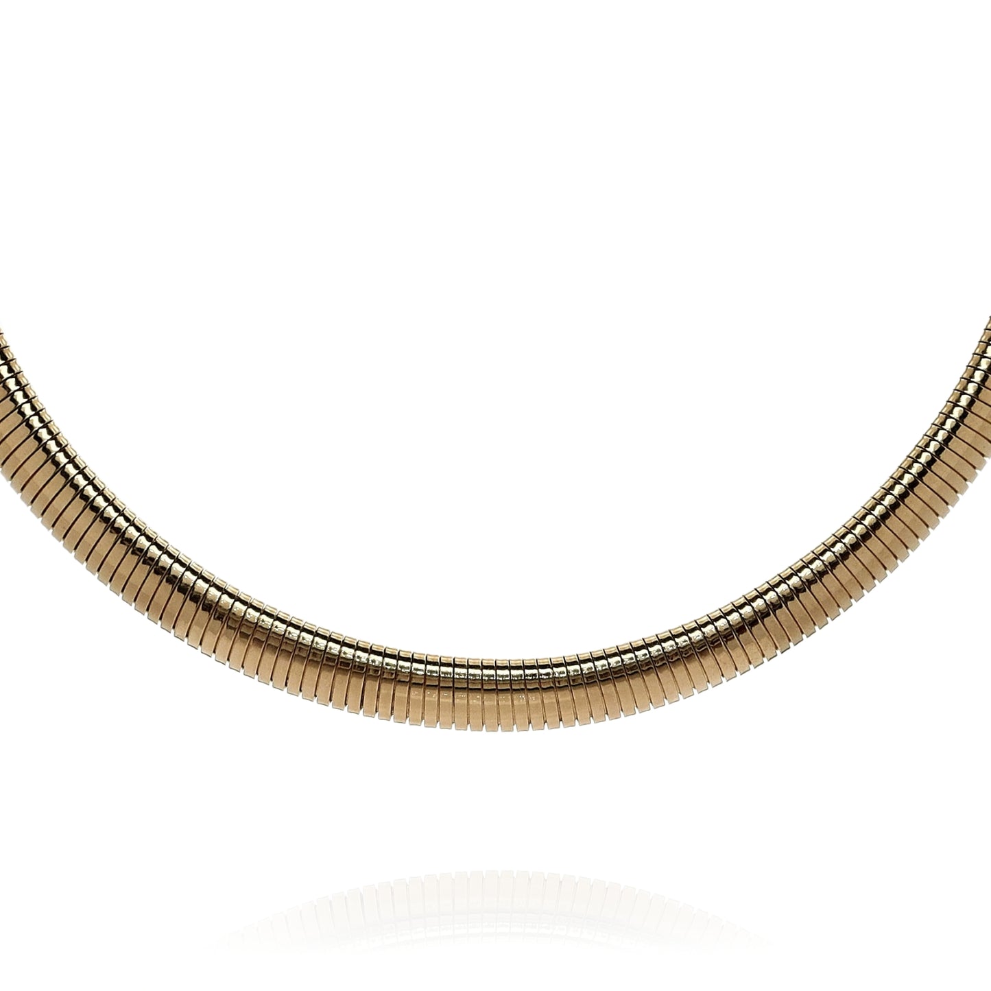 Estate 14k Yellow Gold 15" Polished 9.5mm Tubogas Design Chain Necklace