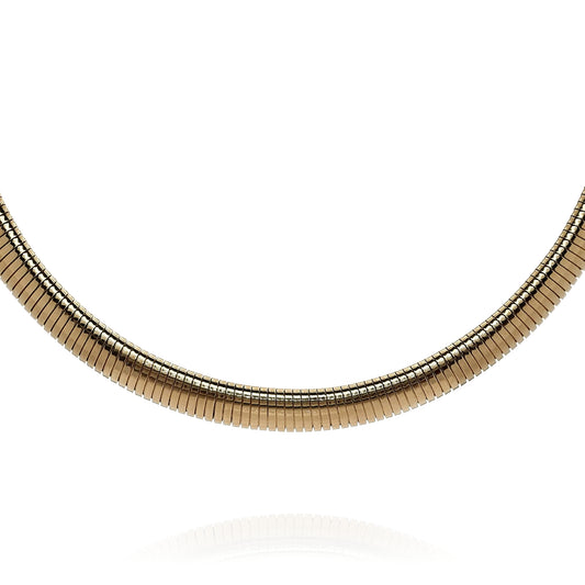 Estate 14k Yellow Gold 15" Polished 9.5mm Tubogas Design Chain Necklace