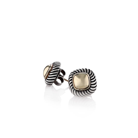 Estate David Yurman Two-Tone Dome Stud Earrings