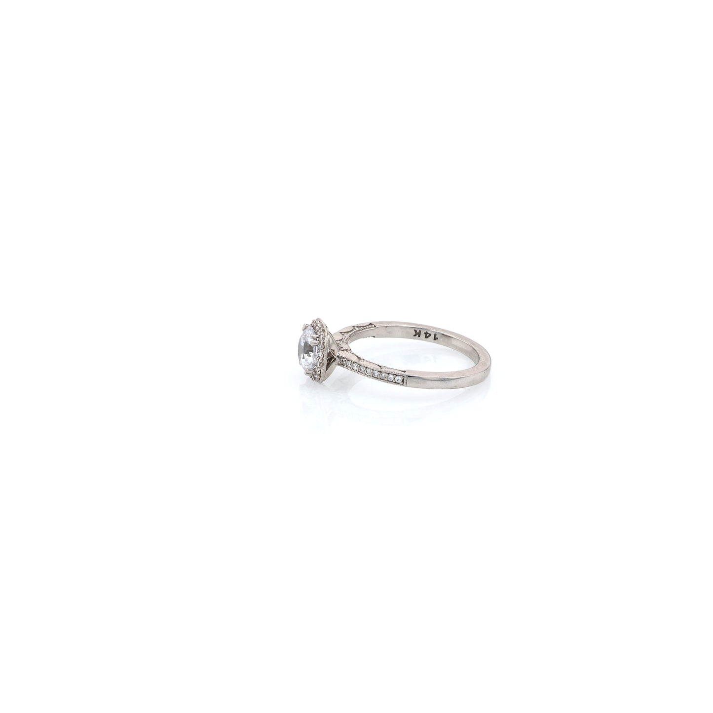 Estate Tacori 14 Karat White Gold Diamond and CZ Ring