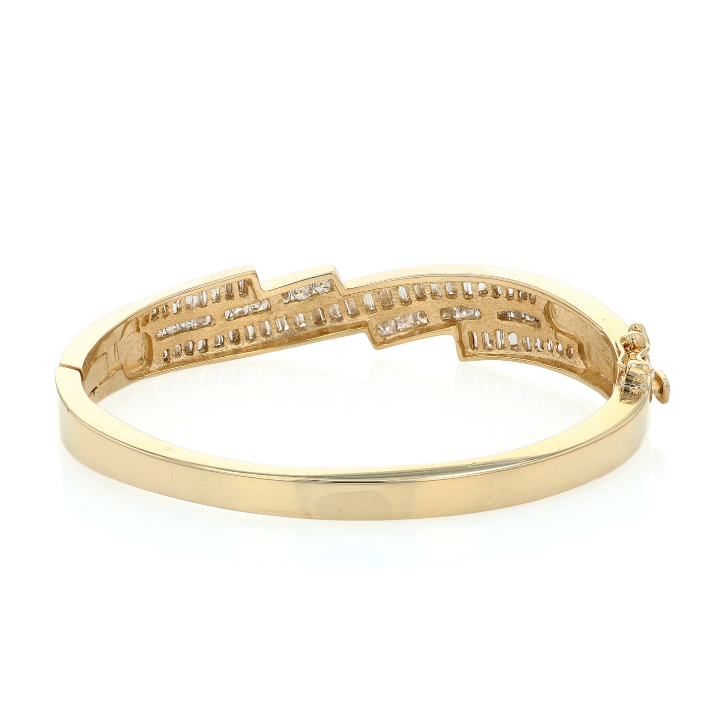 Estate 14k Yellow Gold Multi-Diamond Channel Hinged Bangle Bracelet