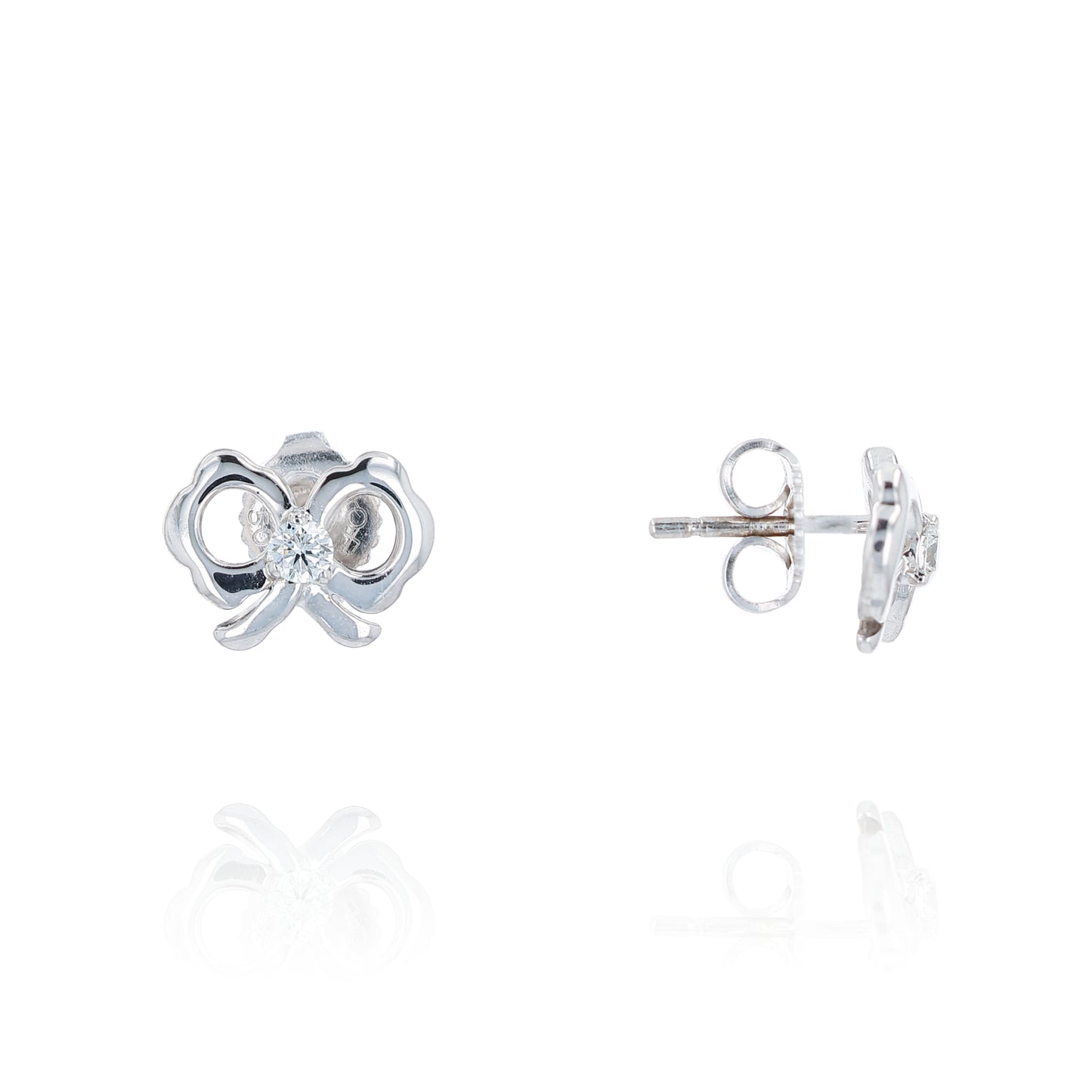 Estate Hearts on Fire 18k White Gold Lorelei Bow Diamond Stud Earrings