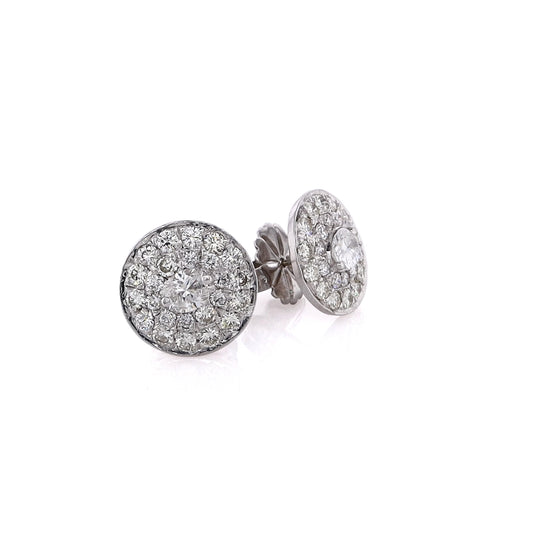Estate 14 Karat White Gold Diamond Disc Earrings