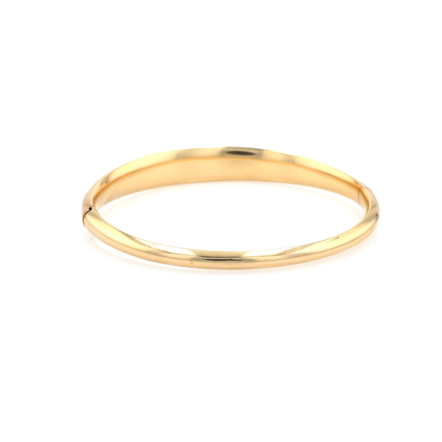 Estate 14 Karat Yellow Gold Tapered Ribbed Top Design Hinged Bangle