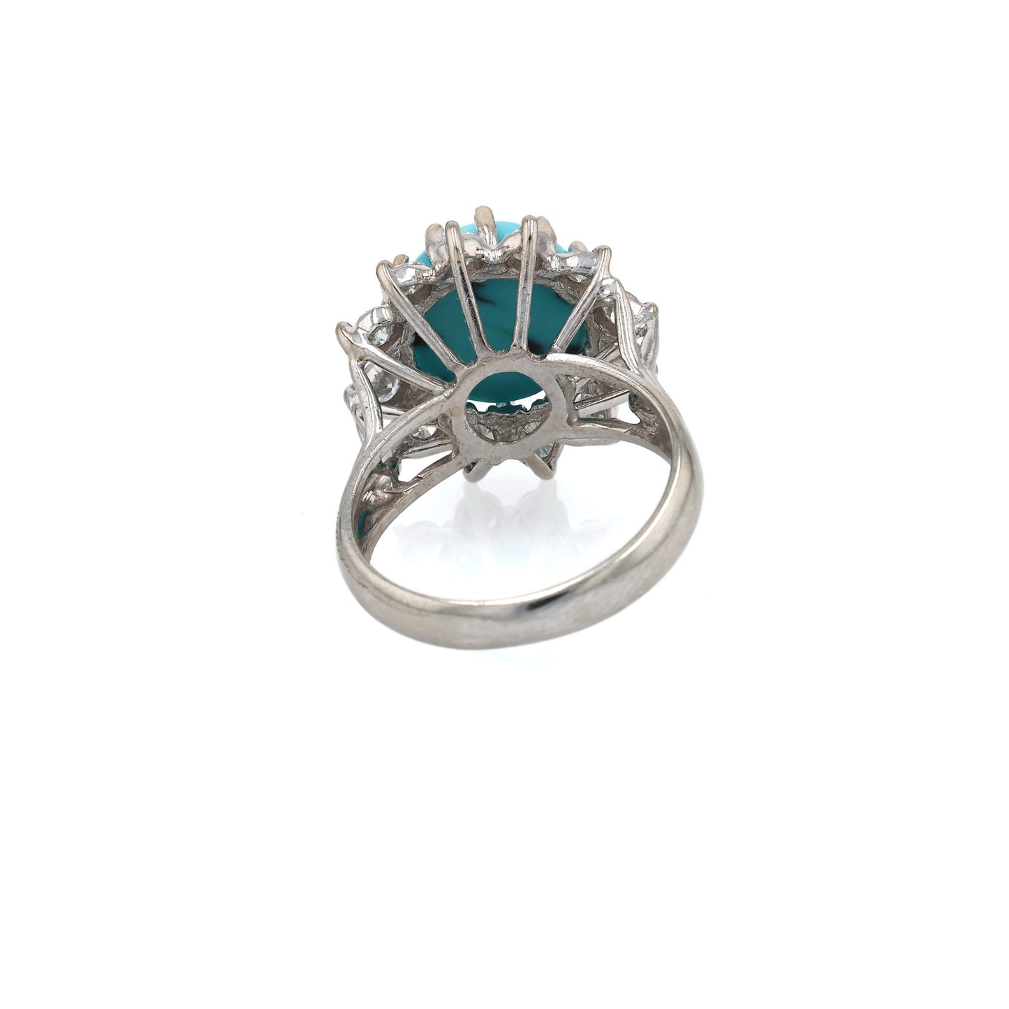 Estate 14 Karat White Gold Diamond and Turquoise Ring