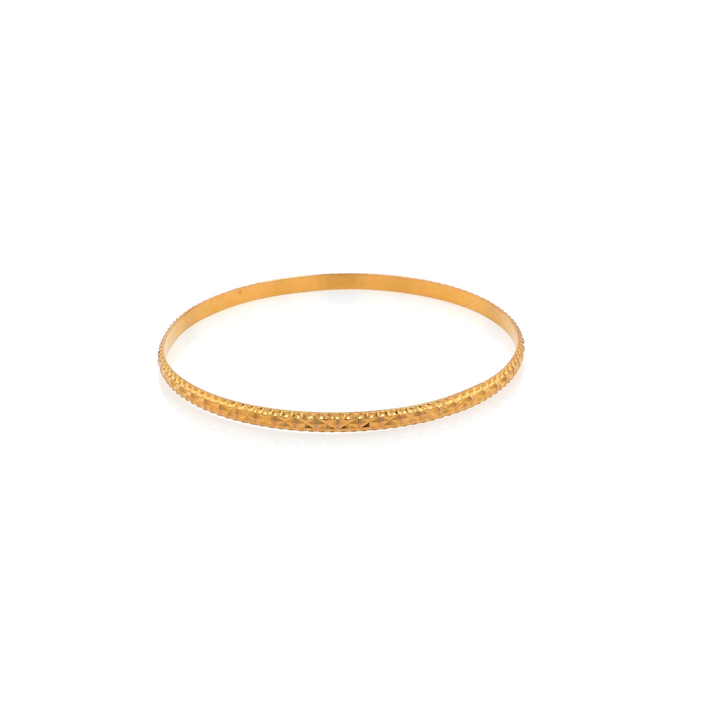 Estate 21 Karat Yellow Gold Slip On Diamond Cut Design Bangle Bracelet