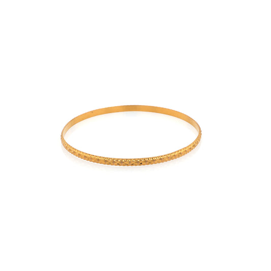 Estate 21 Karat Yellow Gold Slip On Diamond Cut Design Bangle Bracelet