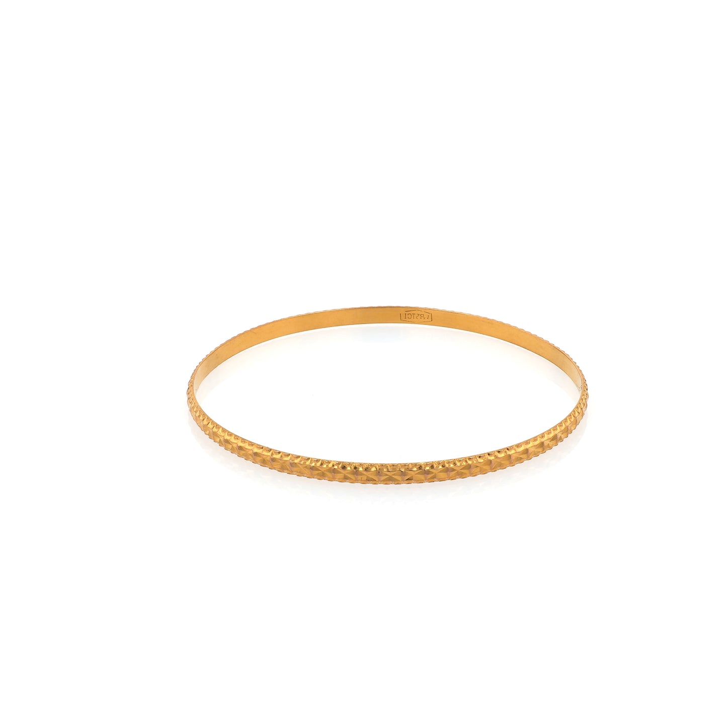 Estate 21 Karat Yellow Gold Slip On Diamond Cut Design Bangle Bracelet