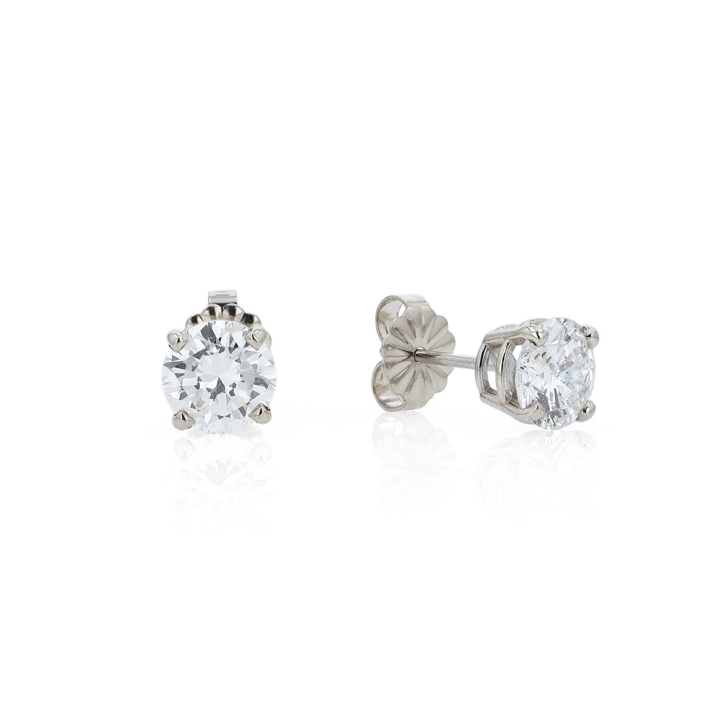 Estate 14k White Gold D1.75tw GH I1 Diamond Stud Earrings