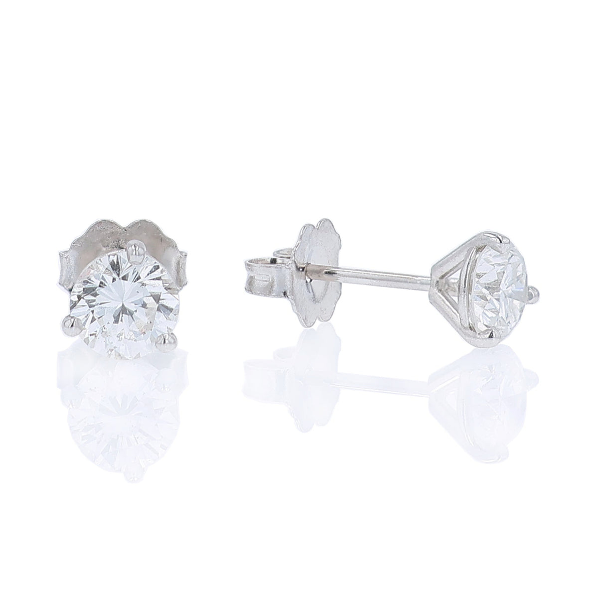 Estate 18k White Gold and 1.19ct Diamond Stud Earrings