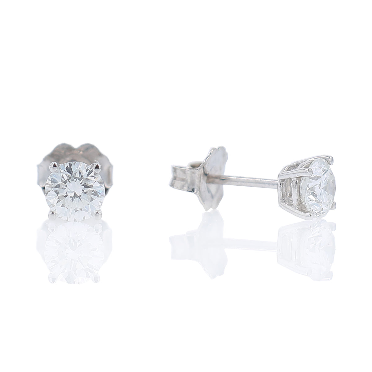 Estate 14k White Gold 0.79ct Diamond Stud Earrings