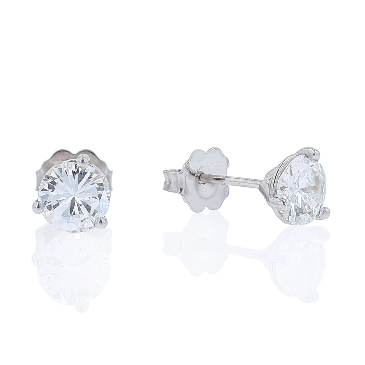 Estate 14k White Gold and 1.32ct Diamond Stud Earrings