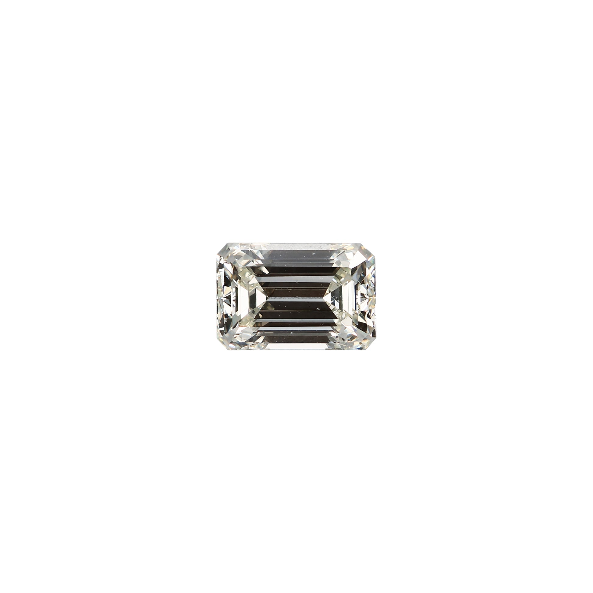 Emerald cut 2.45 carat GIA certified diamond graded JVS2 on a white background