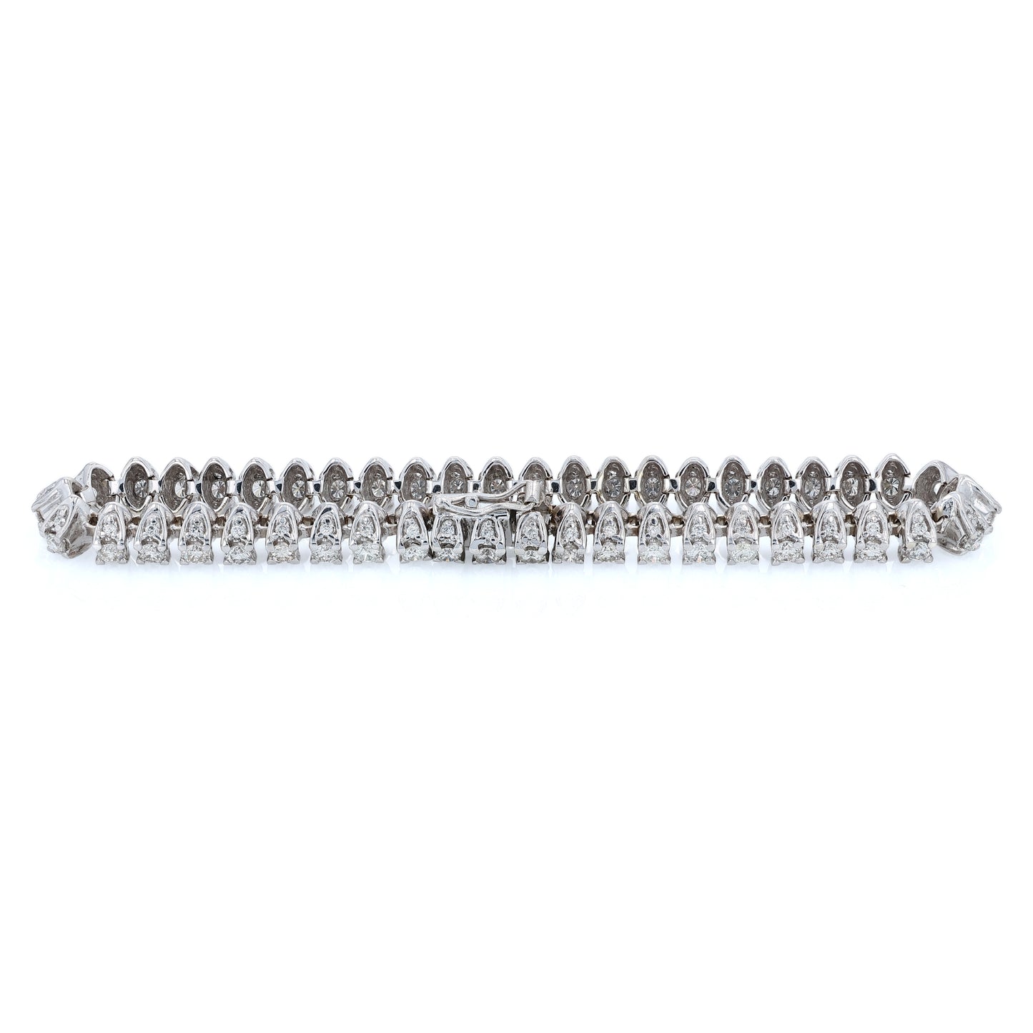Estate 14k White Gold 3 Sided 7.5" Tennis Style Diamond Bracelet