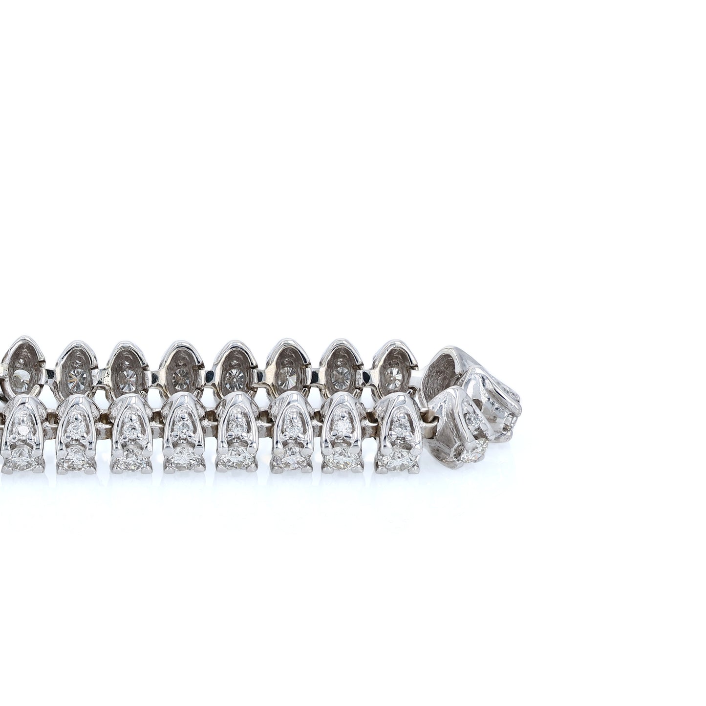 Estate 14k White Gold 3 Sided 7.5" Tennis Style Diamond Bracelet
