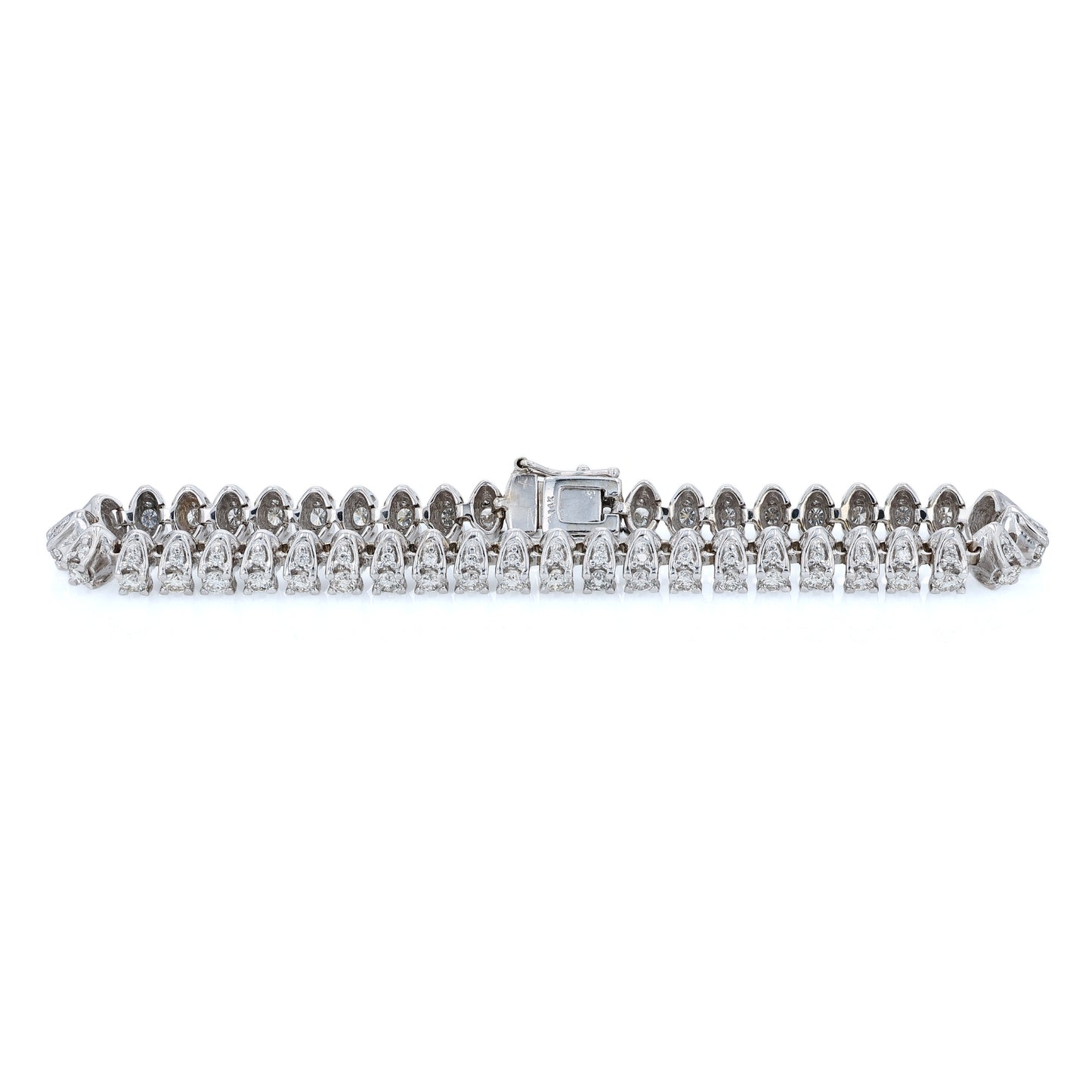 Estate 14k White Gold 3 Sided 7.5" Tennis Style Diamond Bracelet