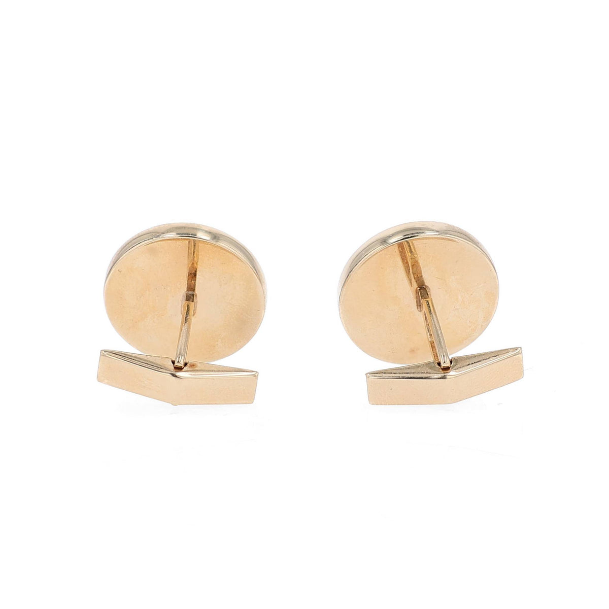 Estate 14k Yellow Gold Diamond and Onyx Round Cufflinks
