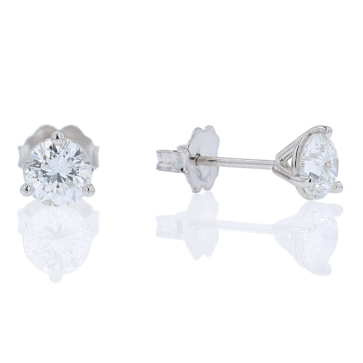 Estate 14k White Gold and 1.20ct Diamond Stud Earrings