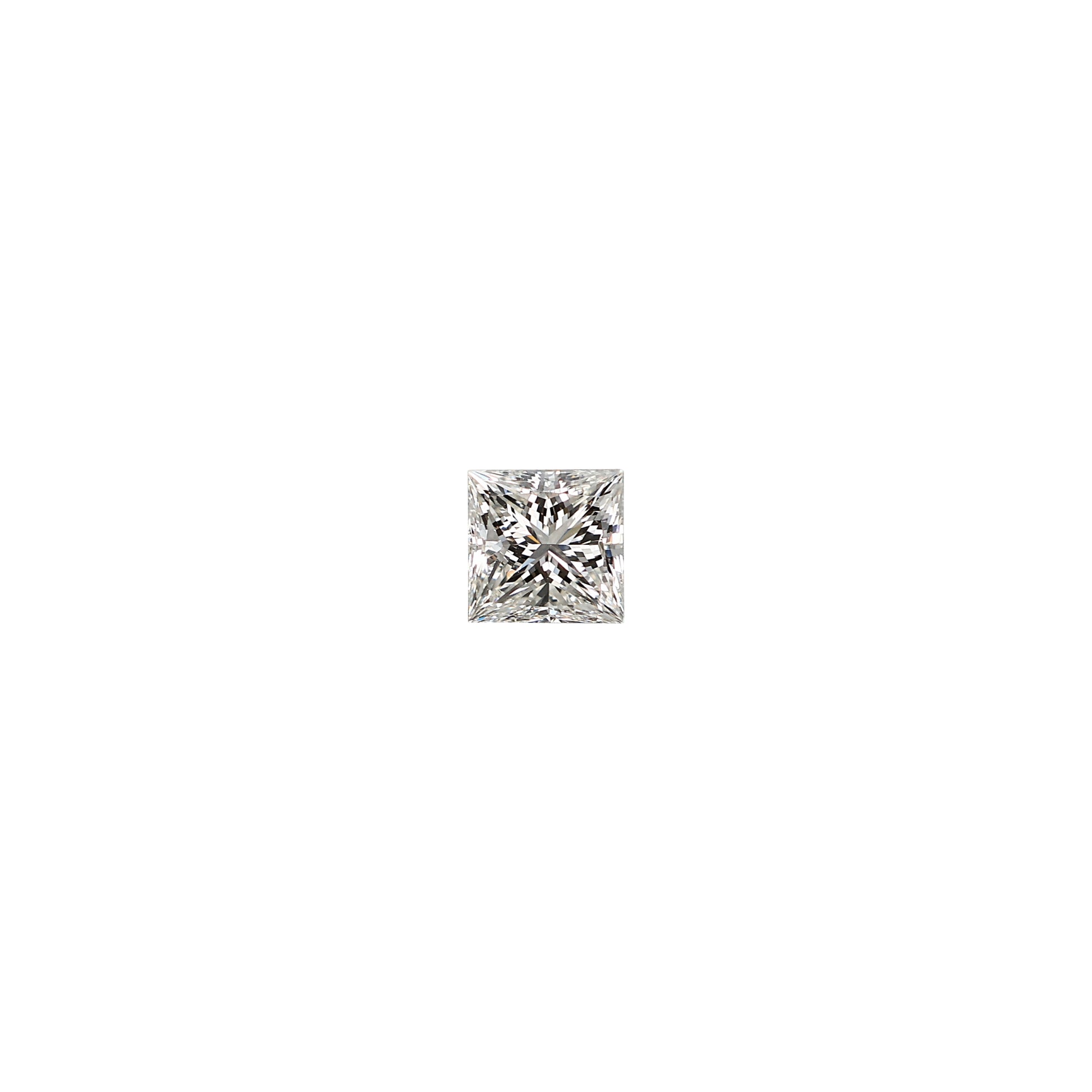 Princess cut 0.81 carat GIA certified diamond graded H IF on a white background