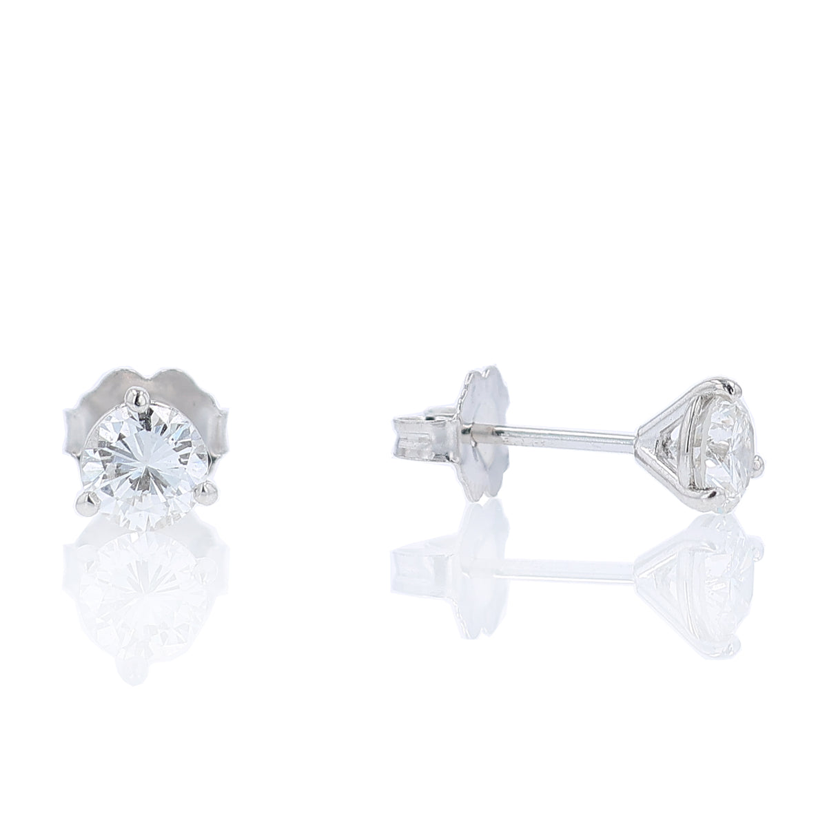 Estate 14k White Gold 0.89ct Diamond Stud Earrings