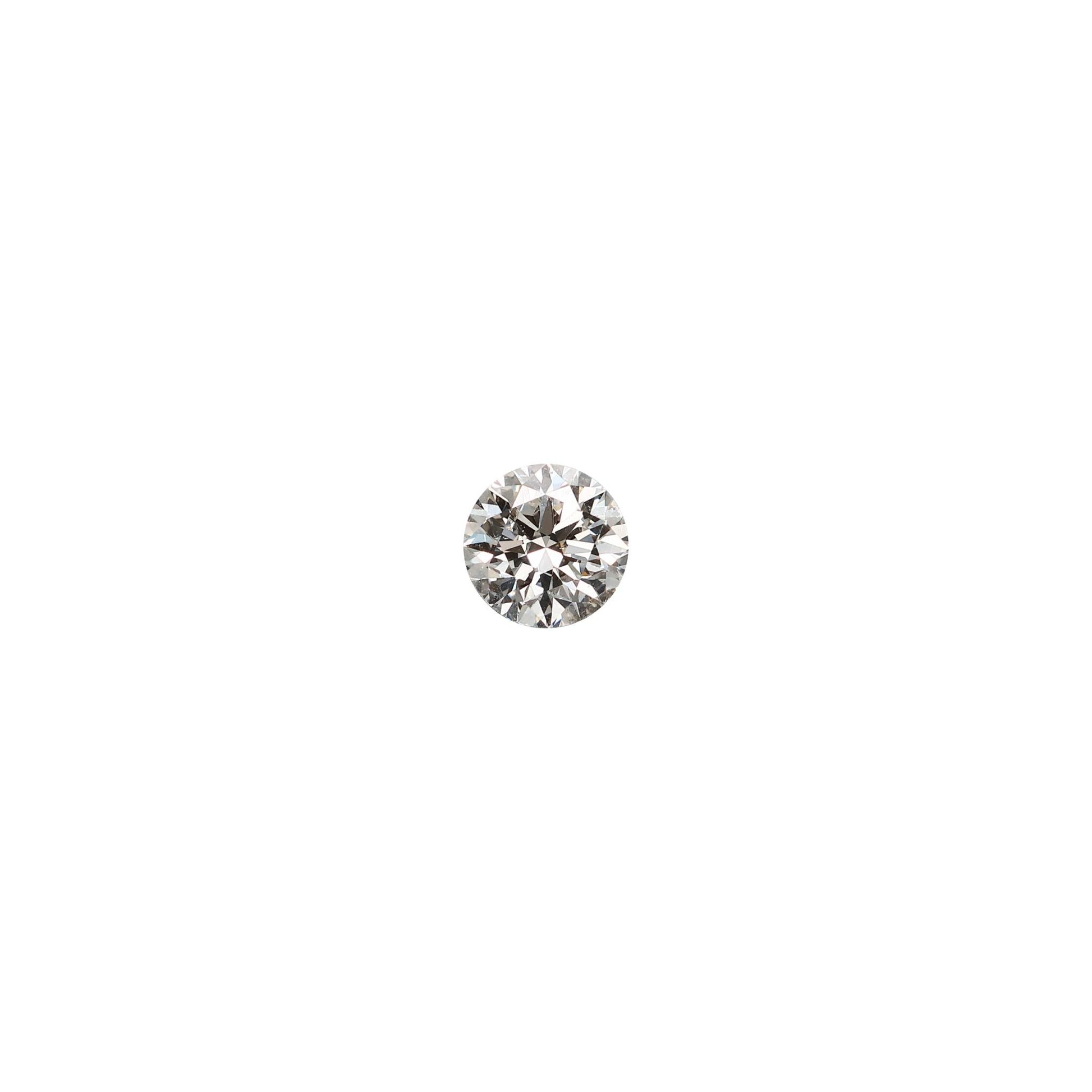 Round .63 carat GIA certified diamond graded GSI2 on a white background