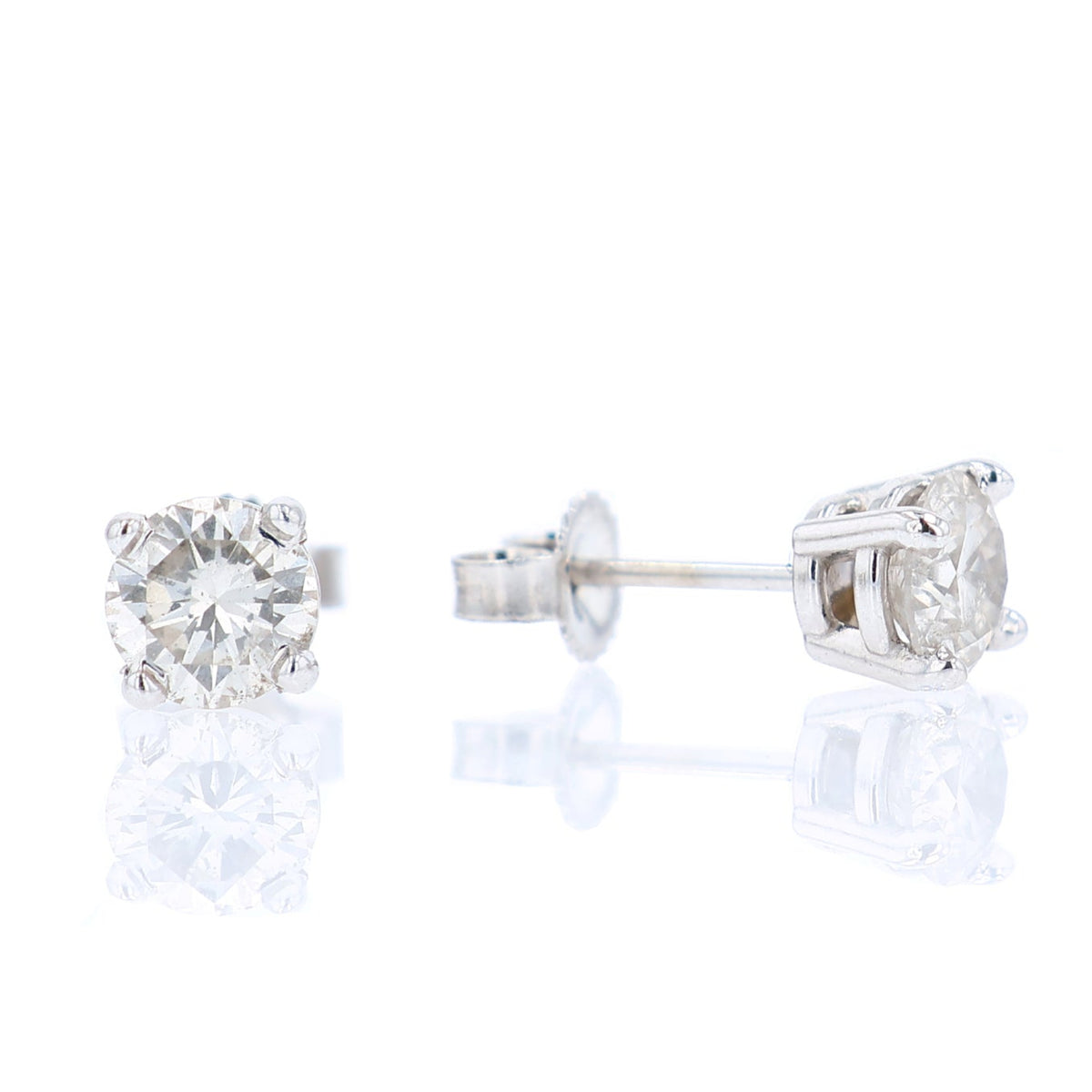 Estate 14k White Gold 1.14ct Diamond Stud Earrings