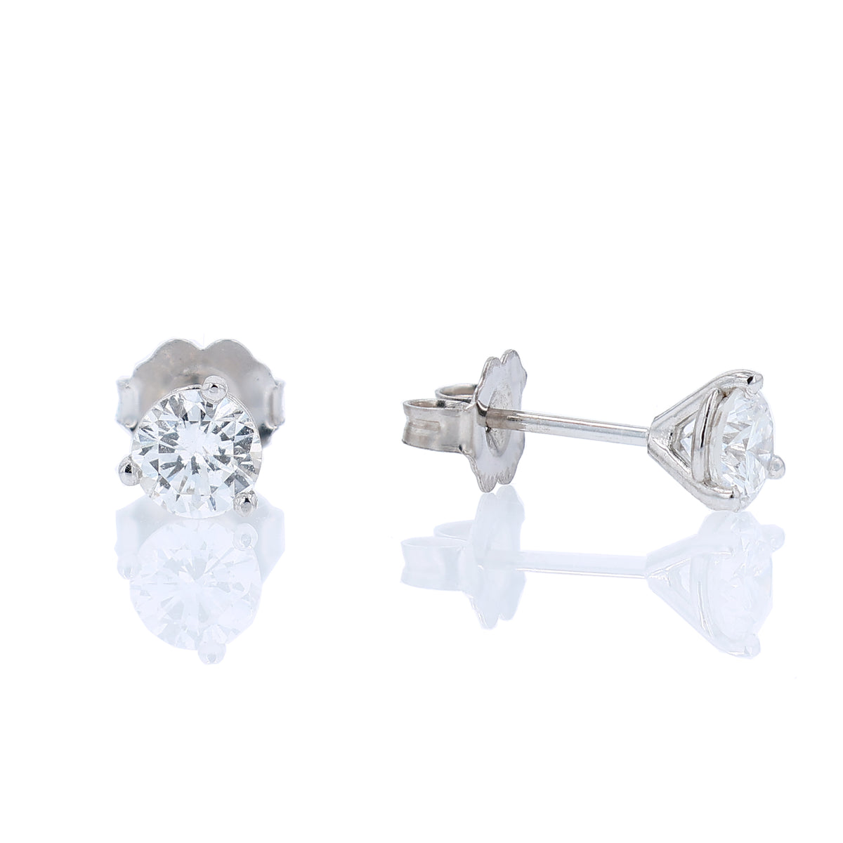 Estate 14k White Gold 0.90ct Diamond Stud Earrings