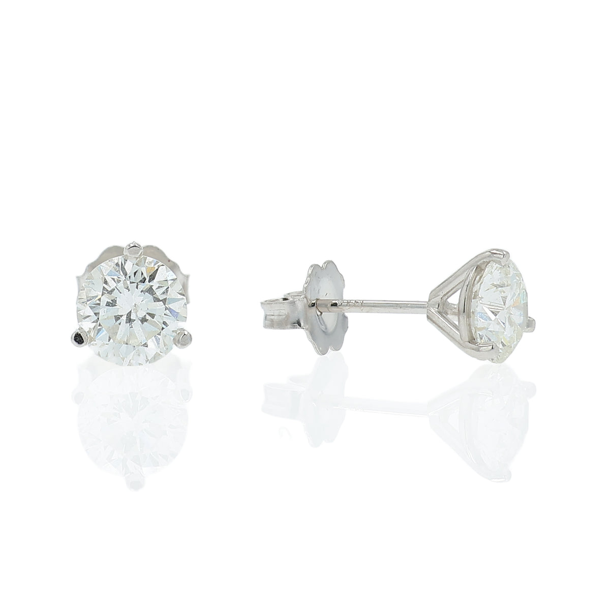 Estate 14k White Gold 1.73ct Diamond Stud Earrings