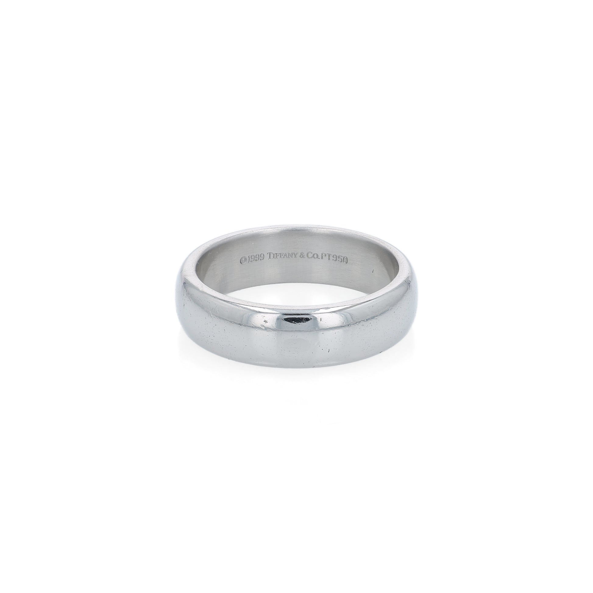 Tiffany & Co platinum wedding band on a white background